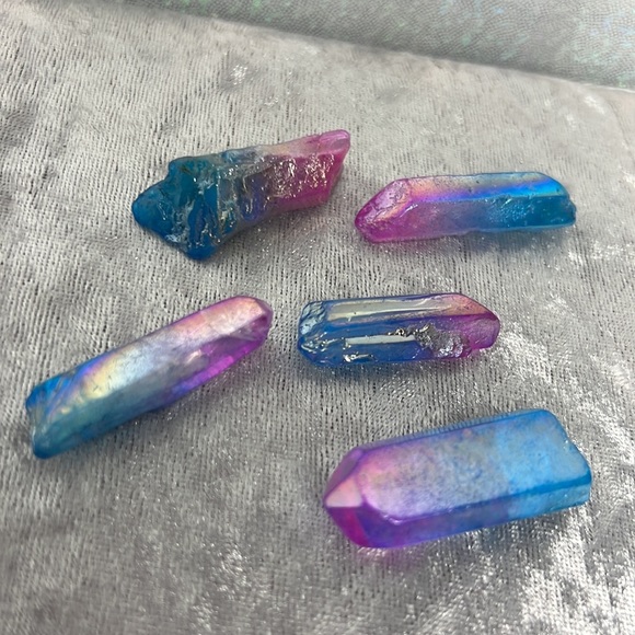 Aura quartz halo angel cotton candy crystal pink blue ombrΓ© electroplated π - Picture 7 of 16
